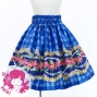 Hula Kids Shantung Pa'u Skirt with Palaka & Lei Print / Luxury Collection / Blue / Jp171bl