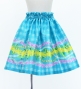 Hula Kids Shantung Pa'u Skirt with Palaka & Lei Print / Luxury Collection / Light Blue / Jp171lbl