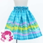 Hula Kids Shantung Pa'u Skirt with Palaka & Lei Print / Luxury Collection / Light Blue / Jp171lbl