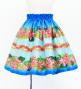 Hula Kids Shantung Pa'u Skirt with Cattleya Lei Print / Luxury Collection / Blue / Jp177bl