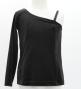 Hula Kids One Shoulder Long Sleeve Blouse with Velvet Keiki / Black / Jp200bk