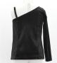 Hula Kids One Shoulder Long Sleeve Blouse with Velvet Keiki / Black / Jp200bk