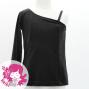 Hula Kids One Shoulder Long Sleeve Blouse with Velvet Keiki / Black / Jp200bk
