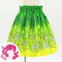 Hula Kids Shantung Pa'u Skirt with Plumeria & Monstera Print / Luxury Collection / Green / Jp216gr