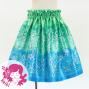 Hula Kids Shantung Pa'u Skirt with Plumeria & Monstera Print / Luxury Collection / Light Green / Jp216lgr