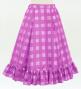 Hula Kids Long Frill Shantung Circular Skirt with Palaka Check Print / Lilac / Jp224li
