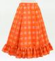 Hula Kids Long Frill Shantung Circular Skirt with Palaka Check Print / Orange / Jp224or
