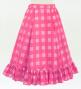 Hula Kids Long Frill Shantung Circular Skirt with Palaka Check Print / Pink / Jp224pi