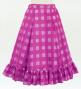 Hula Kids Long Frill Shantung Circular Skirt with Palaka Check Print / Purple / Jp224pu