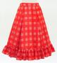 Hula Kids Long Frill Shantung Circular Skirt with Palaka Check Print / Red / Jp224rd