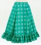 Hula Kids Long Frill Shantung Circular Skirt with Palaka Check Print / Turquoise Blue / Jp224tbl