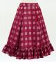 Hula Kids Long Frill Shantung Circular Skirt with Palaka Check Print / Wine / Jp224wi