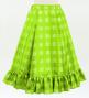 Hula Kids Long Frill Shantung Circular Skirt with Palaka Check Print / Yellow Green / Jp224yegr