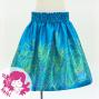 Hula Kids Shantung Pa'u Skirt with Hawaiian Leaf Print / Luxury Collection / Blue / Jp225bl