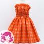 Hula Set up Keiki with Palaka Check Print / Luxury Collection / Orange / Jp75or