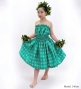 Hula Set up Keiki with Palaka Check Print / Luxury Collection / Turquoise Blue / Jp75tbl