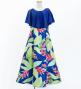 Hula Kids Cape Long Dress with Heliconia Print / Luxury Collection / Navy / Jp76nv