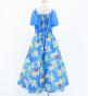Hula Kids Frill Sleeve Long Dress with Lily Print / Luxury Collection / Blue / Jp79bl