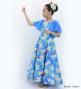 Hula Kids Frill Sleeve Long Dress with Lily Print / Luxury Collection / Blue / Jp79bl