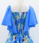 Hula Kids Frill Sleeve Long Dress with Lily Print / Luxury Collection / Blue / Jp79bl