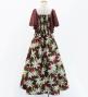 Hula Kids Frill Sleeve Long Dress with Lily Print / Luxury Collection / Brown / Jp79br
