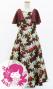 Hula Kids Frill Sleeve Long Dress with Lily Print / Luxury Collection / Brown / Jp79br