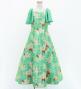 Hula Kids Frill Sleeve Long Dress with Lily Print / Luxury Collection / Green / Jp79gr
