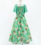 Hula Kids Frill Sleeve Long Dress with Lily Print / Luxury Collection / Green / Jp79gr
