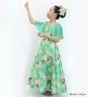 Hula Kids Frill Sleeve Long Dress with Lily Print / Luxury Collection / Green / Jp79gr