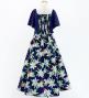 Hula Kids Frill Sleeve Long Dress with Lily Print / Luxury Collection / Navy / Jp79nv