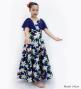Hula Kids Frill Sleeve Long Dress with Lily Print / Luxury Collection / Navy / Jp79nv