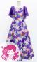 Hula Kids Frill Sleeve Long Dress with Lily Print / Luxury Collection / Purple / Jp79pu