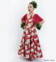 Hula Kids Frill Sleeve Long Dress with Lily Print / Luxury Collection / Red / Jp79rd