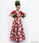 Hula Kids Frill Sleeve Long Dress with Lily Print / Luxury Collection / Red / Jp79rd