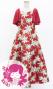 Hula Kids Frill Sleeve Long Dress with Lily Print / Luxury Collection / Red / Jp79rd