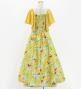 Hula Kids Frill Sleeve Long Dress with Lily Print / Luxury Collection / Yellow / Jp79ye