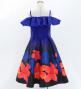 Hula Kids Midi Dress with Hibiscus Print / Luxury Collection / Navy / Jp80nv