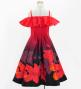 Hula Kids Midi Dress with Hibiscus Print / Luxury Collection / Red / Jp80rd