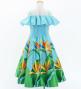 Hula Kids Midi Dress with Strelitzia Print / Luxury Collection / Turquoise Blue / Jp85tbl