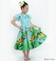 Hula Kids Midi Dress with Strelitzia Print / Luxury Collection / Turquoise Blue / Jp85tbl