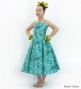 Hula Kids Shantung Dress with Kahiko&Moana Print / Luxury Collection / Turquoise Blue / Jp89tbl