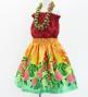 Hula Kids Shantung Pa'u Skirt with Torch Ginger & Heliconia Print / Luxury Collection / Jp92-4