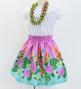 Hula Kids Shantung Pa'u Skirt with Torch Ginger & Heliconia Print / Luxury Collection / Jp92-6