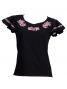 Hula T-shirt / Frilled Sleeve with Tiare embroidery / GKD2pib