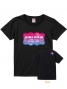 Hula Original Name Print T-shirt / Honu & Hibiscus / Black / OT008b