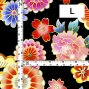 Japan Fabric / Chrysanthemum, Peony & Pine / JWA-001-BK