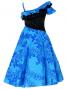 Hula Kids One Shoulder Dress with Velvet & Orchid Print / Blue / Gcw53