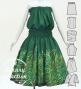 Hula Blouse & Pa'u Set-Up with Hawaiian Leaf Print / Luxury Collection / Green / J3311gr