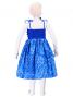 Hula Kids Drape Satin Dress with Lehua Print / Blue / Gp28bl