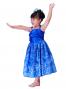 Hula Kids Drape Satin Dress with Lehua Print / Blue / Gp28bl